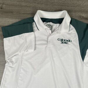 Colorado State University CSU Rams Polo Shirt Green & White Mens Size Unknown